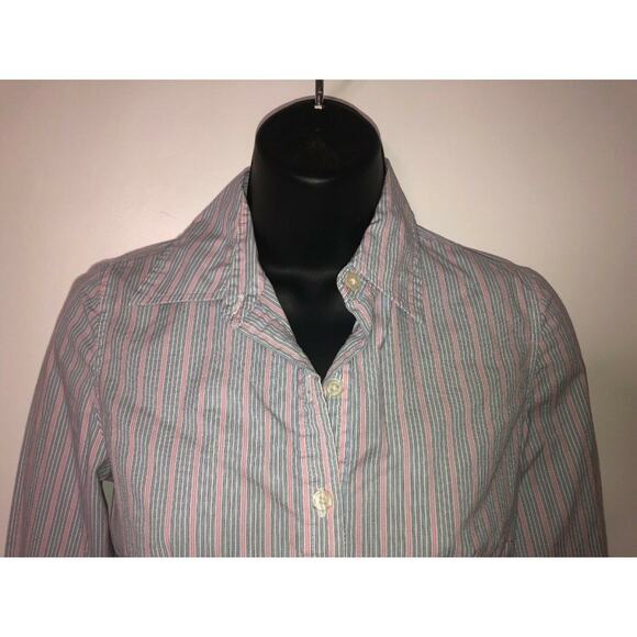 Banana Republic XS Soft Wash Shirt Blue Pink Striped Button Down - Picture 2 of 8
